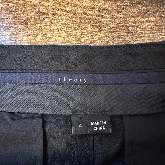 Theory Linen Women's Black Flat-Front Shorts - Picture 3 of 4